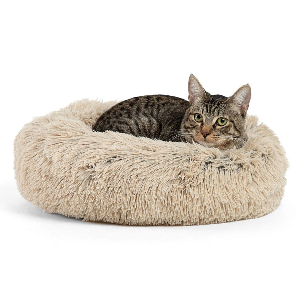 The Original Calming Donut Dog Bed in Shag Fur - 17"x17"