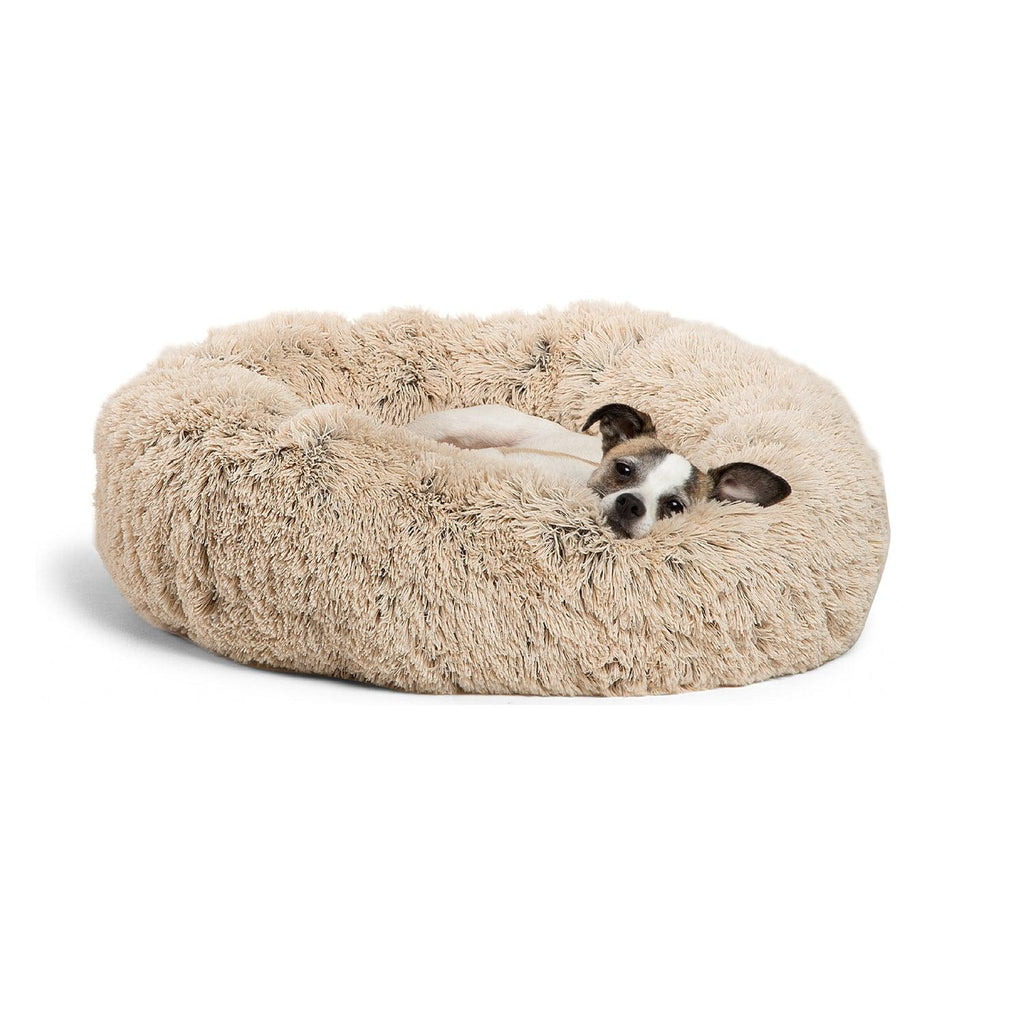Charlie's Teddy Fleece Round Calming Dog Bed Cream Large