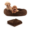 Calming Donut Dog Bed in Lux Fur + Soft Throw Blanket Bundle - 36"x36"