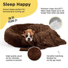 Calming Donut Dog Bed in Lux Fur + Soft Throw Blanket Bundle - 36"x36"