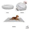 Calming Donut Dog Bed in Soft Lux Fur + Throw Blanket Bundle - 30"x30"