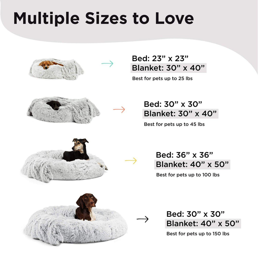 The Original Calming Donut Bed + Throw Blanket Bundle - 45"x45"