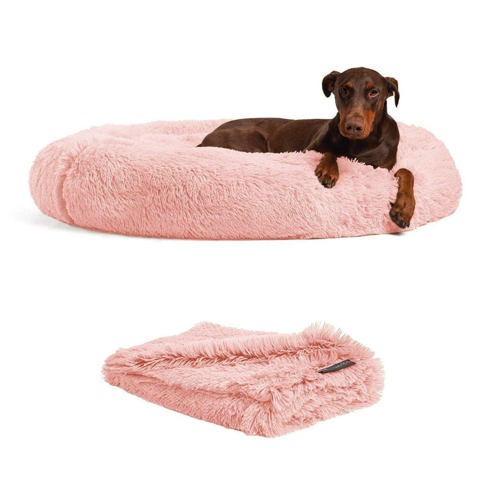 The Original Calming Donut Bed + Throw Blanket Bundle - 45"x45"