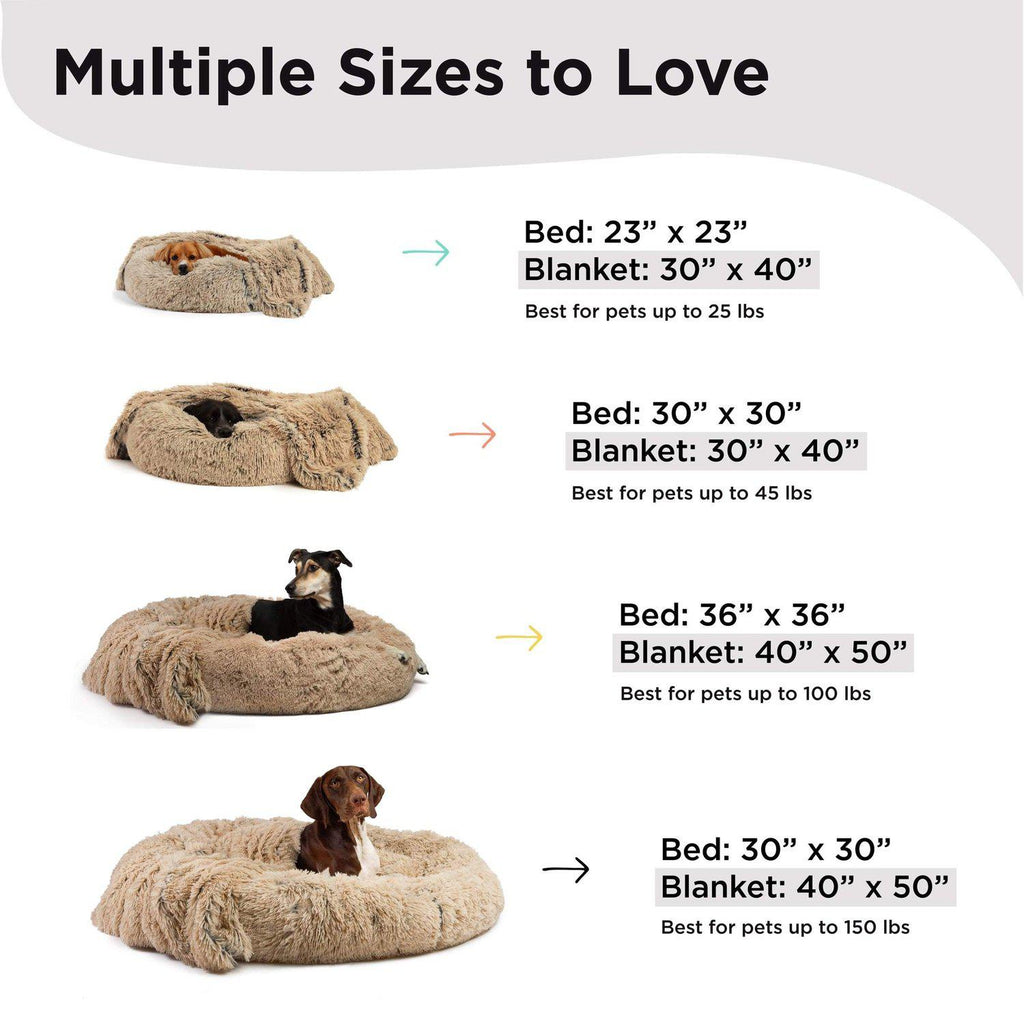 The Original Calming Donut Bed + Throw Blanket Bundle - 45"x45"