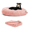 The Original Calming Donut Dog Bed + Throw Blanket Bundle - 36"x36"