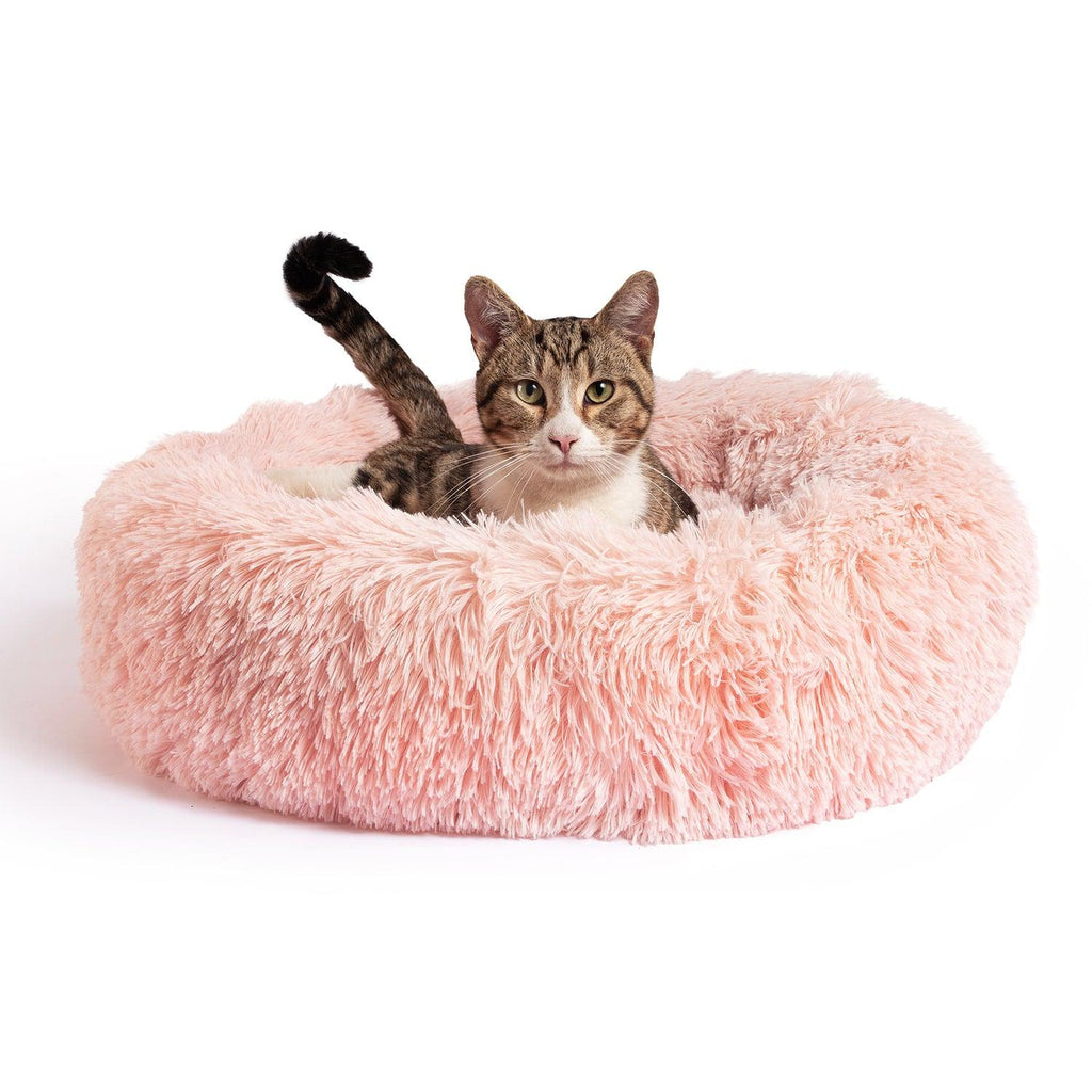 The Original Calming Donut Dog Bed in Shag Fur - 23"x23"