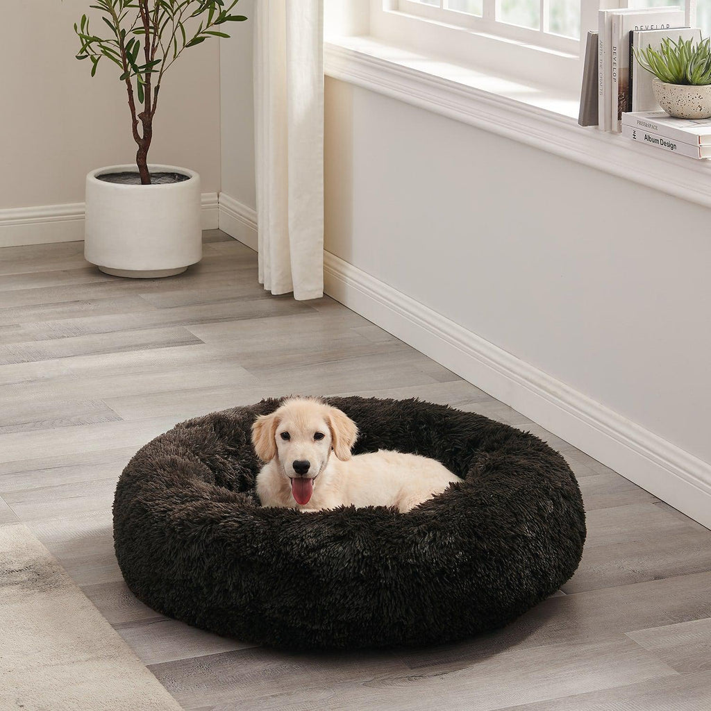 The Original Calming Donut Dog Bed in Shag Fur - 30"x30"