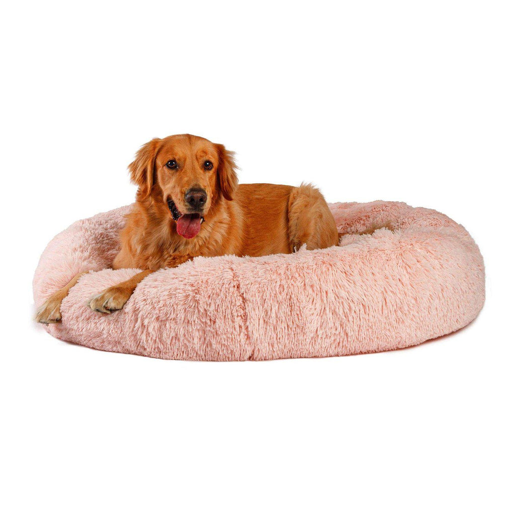 The Original Calming Donut Dog Bed in Shag Fur - 45"x45"