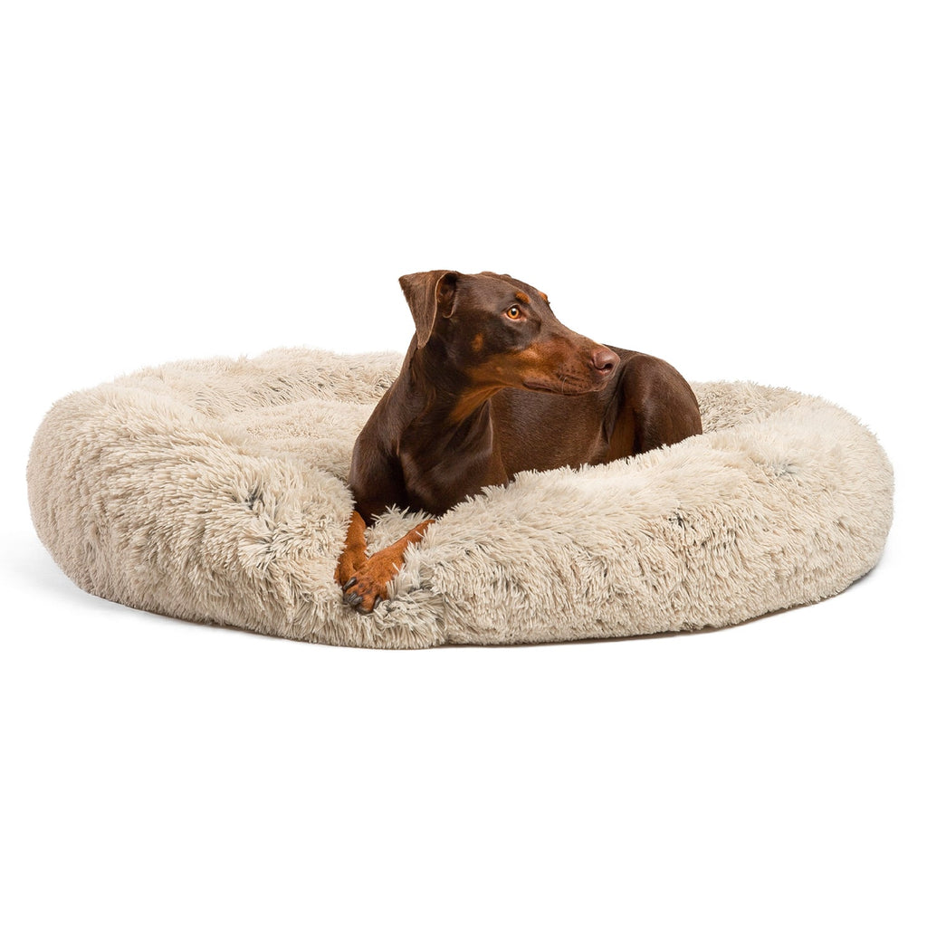 The Original Calming Donut Dog Bed in Shag Fur - 45"x45"